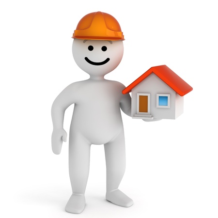 Funny smile character with house の写真素材