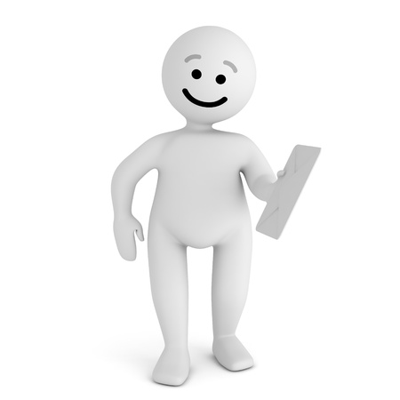 Funny smile character with mail の写真素材