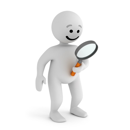 Funny smile character with magnifier の写真素材