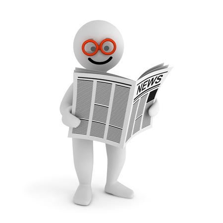 Funny smile character read newspaper の写真素材