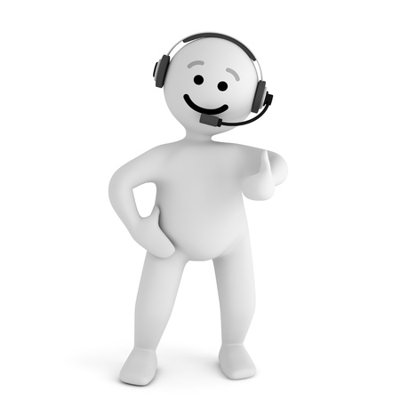 Funny smile character support with headphone の写真素材