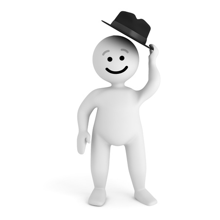 Funny smile character with hat sign hello の写真素材