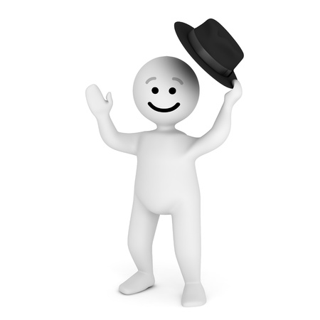Funny smile character with hat sign hello の写真素材