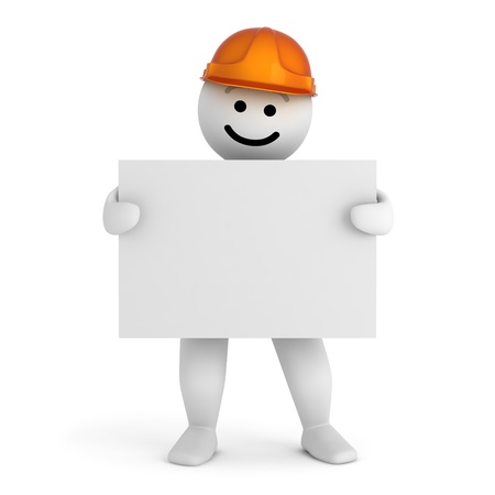 Funny smile character with blueprint の写真素材