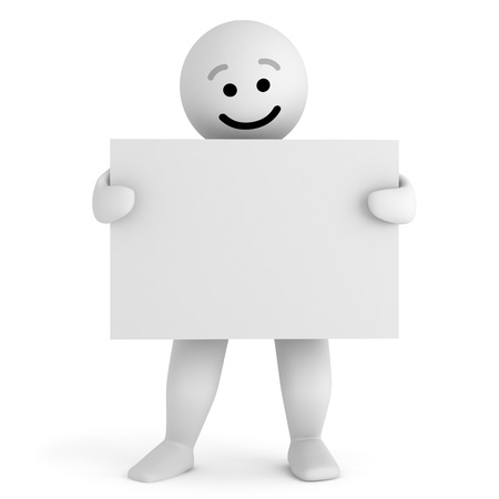 Funny smile character with bannerの写真素材