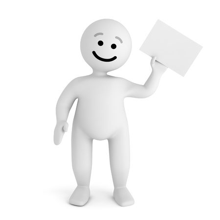 Funny smile character with blank paper の写真素材