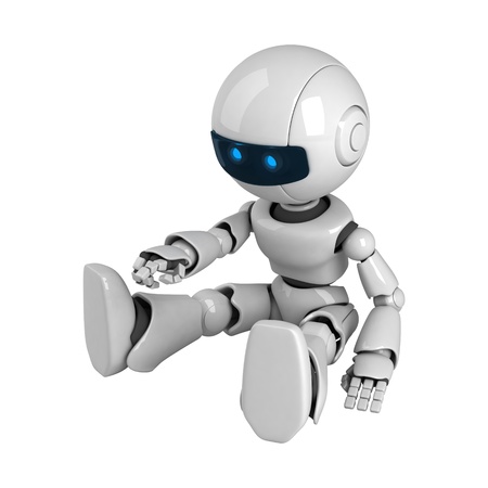 Funny robot sit and showの写真素材