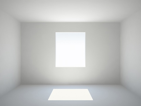 Empty white room with windowの写真素材