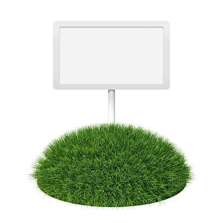 Empty signboard on grass landの写真素材