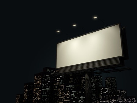Empty billboard in night backgroundの写真素材