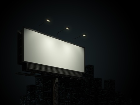 Empty billboard in night backgroundの写真素材