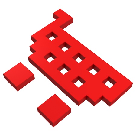 3d basket pixel iconの写真素材