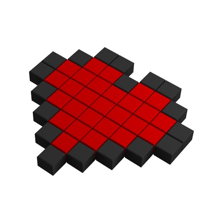 3d heart pixel iconの写真素材