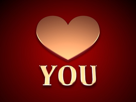 3d i love you text message isolated on red with heartの写真素材