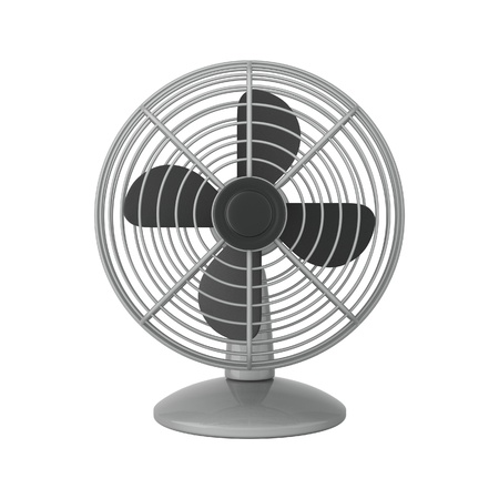 Silver fan isolated on whiteの写真素材