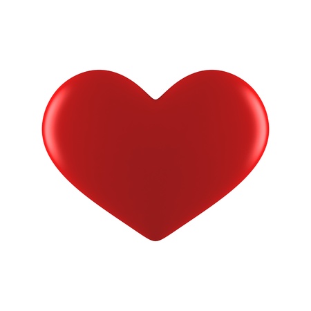 3d red heart shape isolated on whiteの写真素材