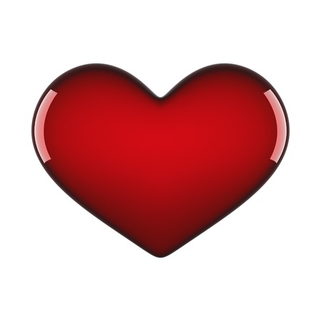 3d red heart shape isolated on whiteの写真素材