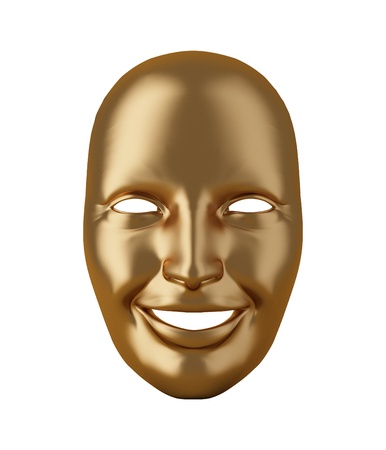 Gold mask isolated on whiteの写真素材