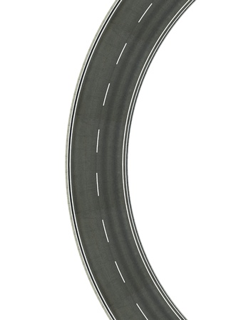 Asphalt road isolated on whiteの写真素材