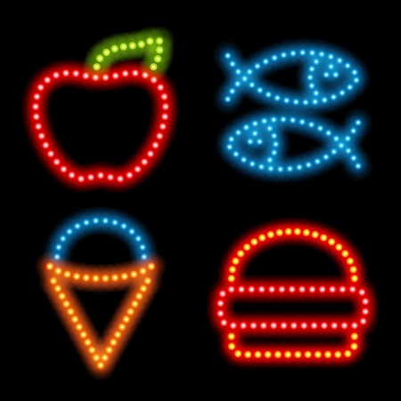 Neon icon set. Vector illustration Eps 10.のイラスト素材