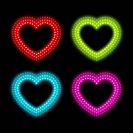 Neon heart signs. Vector illustration Eps 10.のイラスト素材