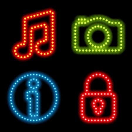 Neon icon set. Vector illustration Eps 10.のイラスト素材