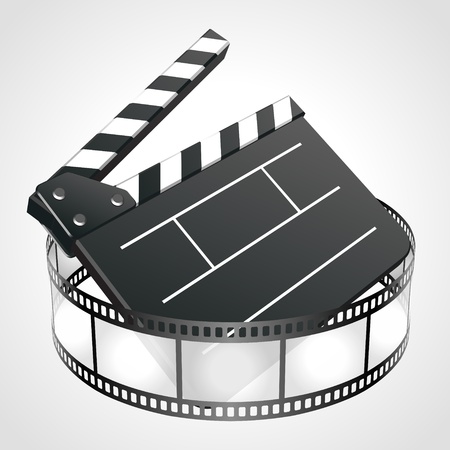 Film clap board cinema strip vector illustration. Eps 10.のイラスト素材