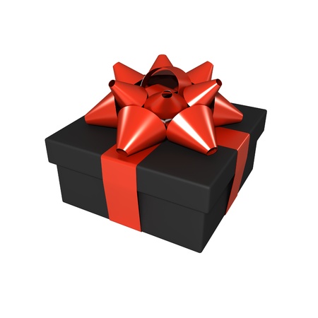 Gift with bow isolated on whiteの写真素材