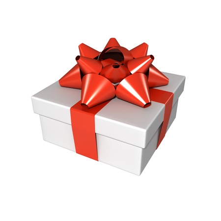 Gift with bow isolated on whiteの写真素材