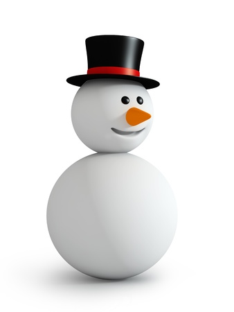 Snowman isolated on whiteの写真素材