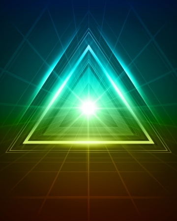 3D abstract triangle tunnel vector backgroundのイラスト素材