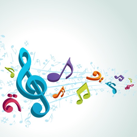 Colorful music background with fly notesのイラスト素材