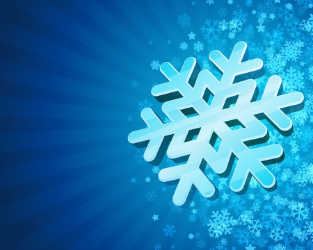 Blue abstract christmas background with 3d snowflake のイラスト素材