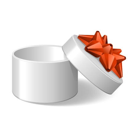 Open empty white gift with orange bow vector illustrationのイラスト素材
