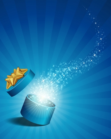 Open explore gift with fly stars vector backgroundのイラスト素材