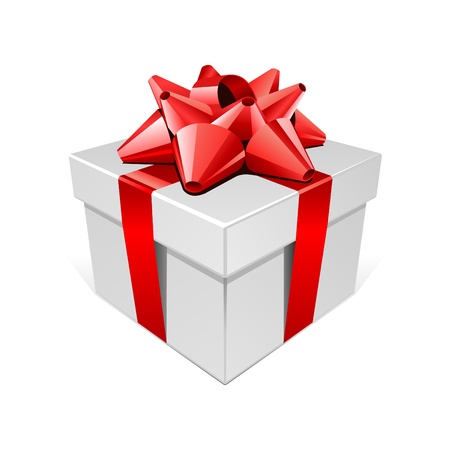 White gift with red bow vector illustrationのイラスト素材