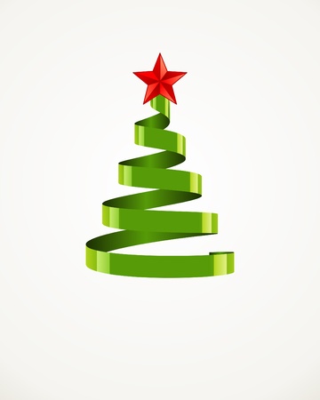 Christmas tree from ribbon with star vector backgroundのイラスト素材