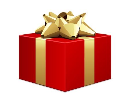 Red gift with gold bow vector illustrationのイラスト素材