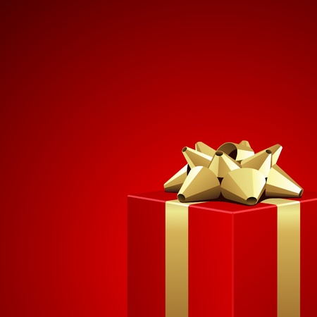 Red gift with gold bow Valentine's day vector backgroundのイラスト素材