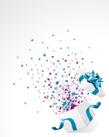 Open explore gift with fly stars vector backgroundのイラスト素材