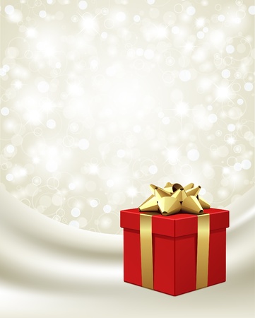 Red gift on silk vector cardのイラスト素材