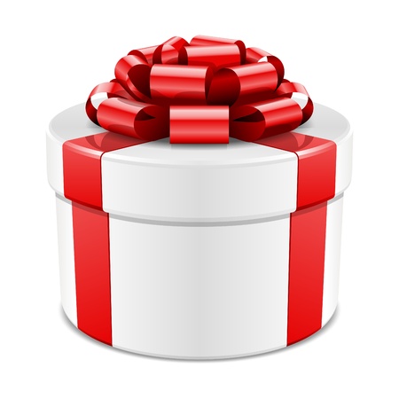 Gift box with red bow isolated on white のイラスト素材