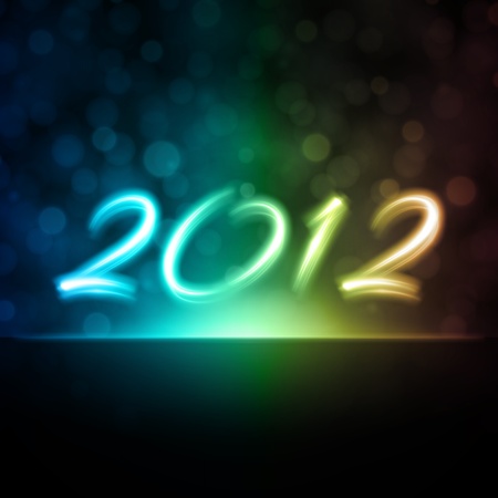 Happy new year 2012 message from neon background.
