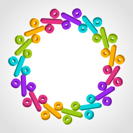 3d circle frame from colorful percentのイラスト素材