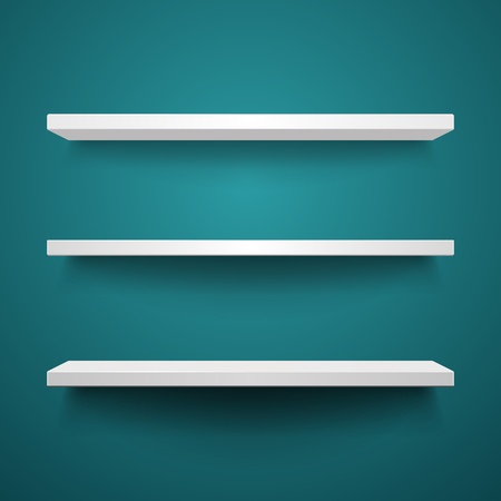 white shelves on wall backgroundのイラスト素材