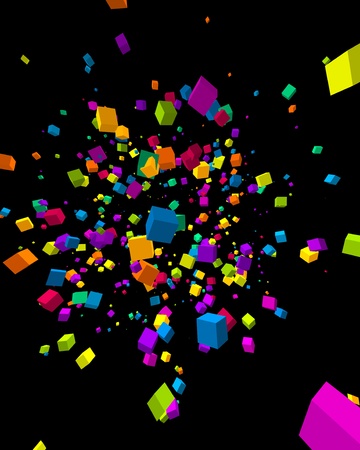 Fly colorful 3d cubes backgroundのイラスト素材
