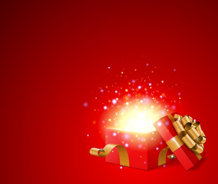 Open gift with fireworks from light backgroundのイラスト素材