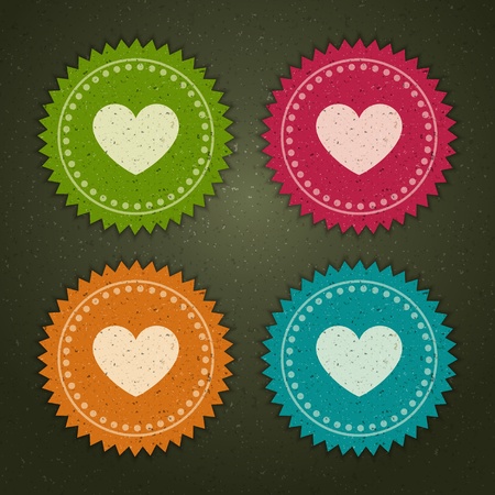 Retro labels set with heart shape illustrationのイラスト素材