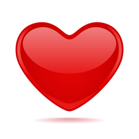 Red glossy heart vector illustration のイラスト素材