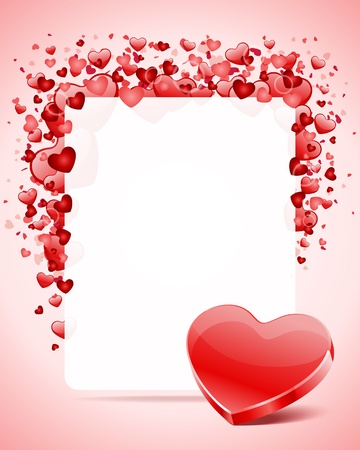 Heart with card frame Valentine day vector background